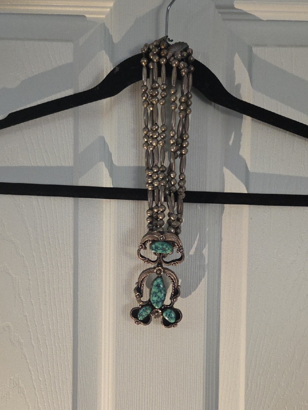 Vintage Turquoise Multi-Strand Sterling Silver Navajo Necklace